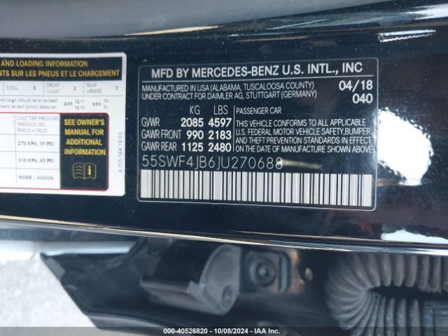 55SWF4JB6JU270688 Mercedes-Benz C 300