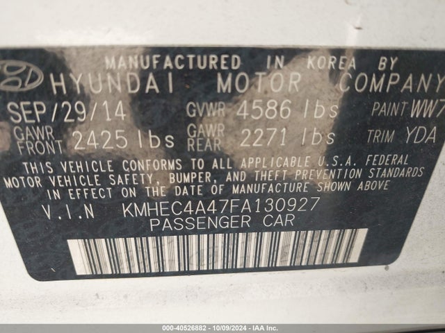Hyundai SONATA HYBRID 2015 KMHEC4A47FA130927 Image 9