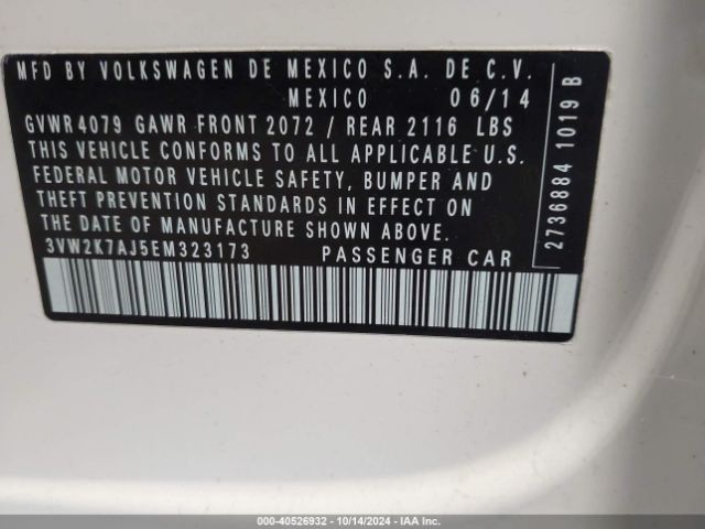 3VW2K7AJ5EM323173 Volkswagen Jetta 2.0l S