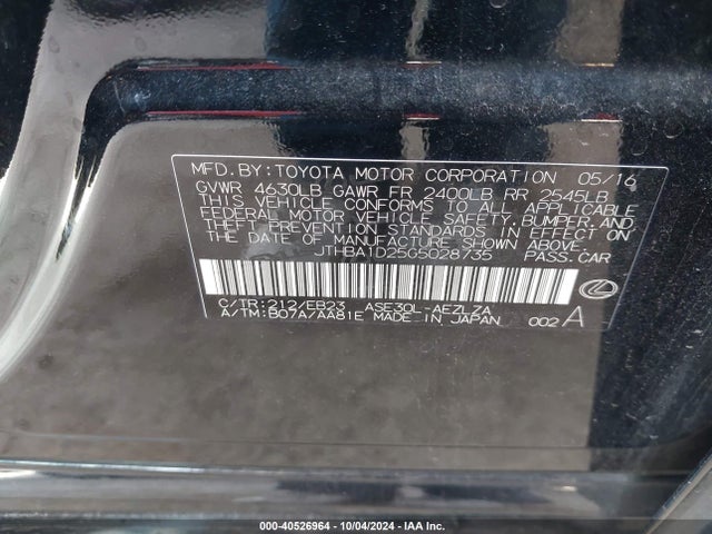 JTHBA1D25G5028735 Lexus IS 200T