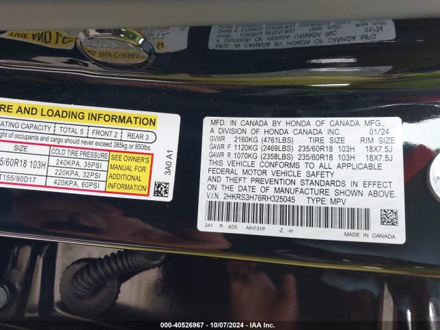 Honda Cr-v Ex-l 2wd 2024 2HKRS3H76RH325045 Image 9