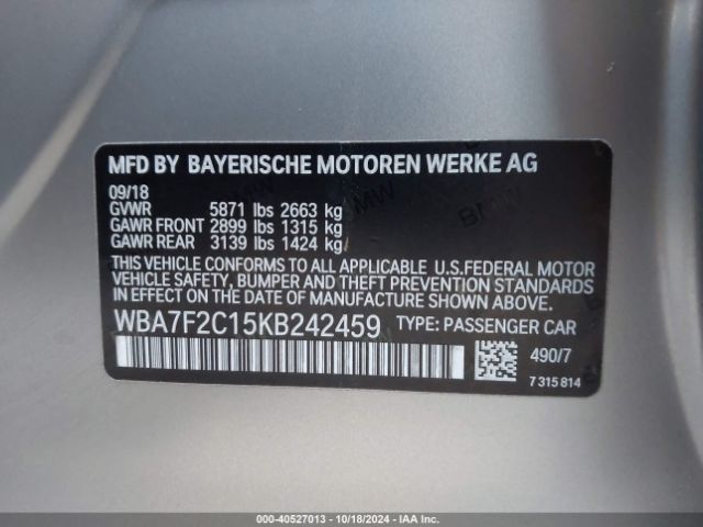 WBA7F2C15KB242459 BMW Alpina B7 Xdrive