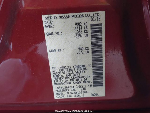 1N4BL3AP3GC162278 Nissan Altima 3.5 Sl/3.5 Sr