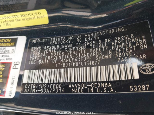 4T1BD1FK0FU154877 Toyota Camry Hybrid Le