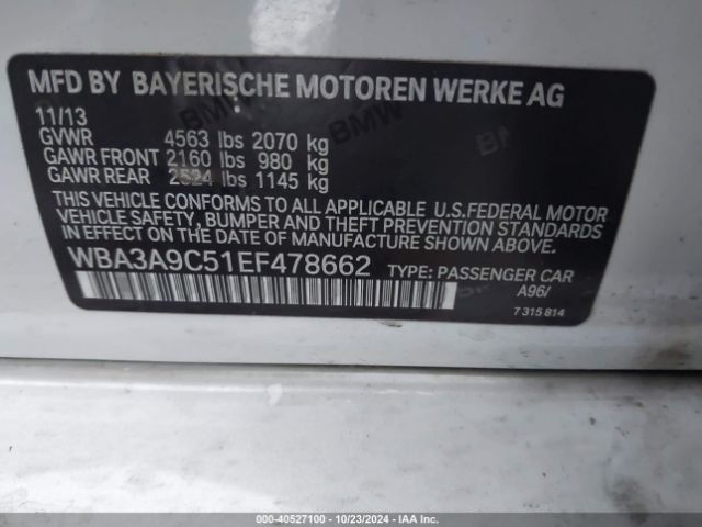 WBA3A9C51EF478662 BMW 335i