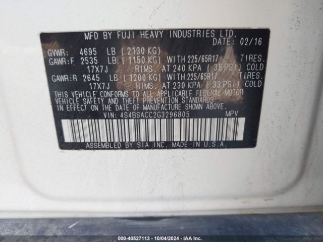 4S4BSACC2G3296805 Subaru Outback 2.5i Premium