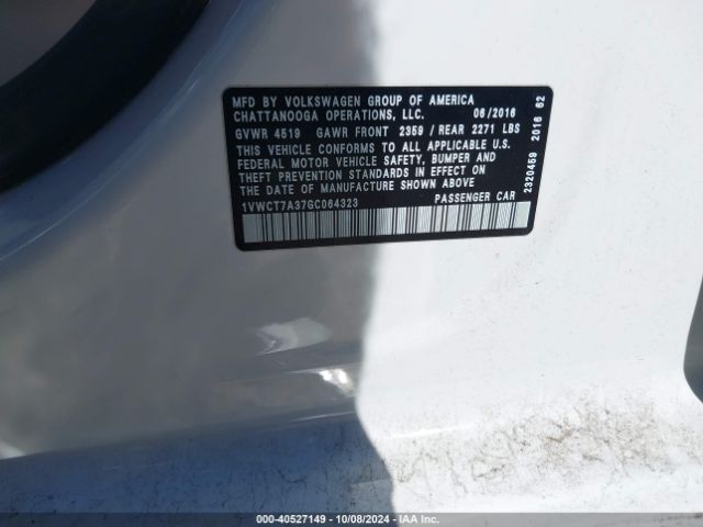 1VWCT7A37GC064323 Volkswagen Passat 1.8t Sel Premium