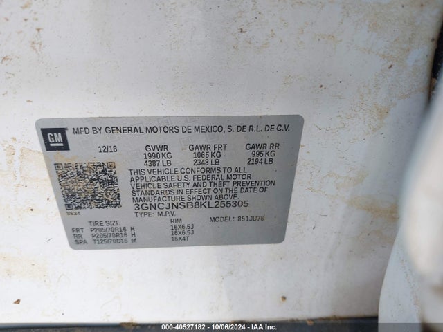 Chevrolet TRAX LS 2019 3GNCJNSB8KL255305 Image 9