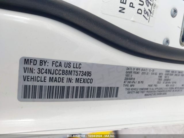 3C4NJCCB8MT573495 Jeep Compass Limited Fwd