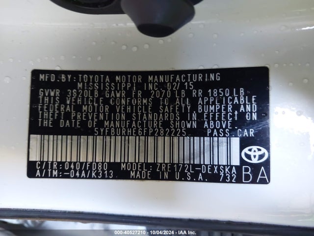 Toyota Corolla S/s Plus/s Premium 2015 5YFBURHE6FP282225 Image 9