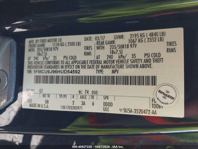Ford Escape Titanium 2017 1FMCU9J96HUD54592 Image 9