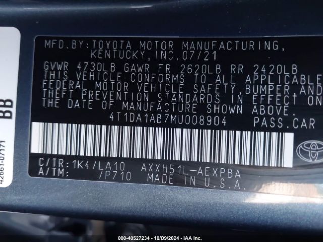 4T1DA1AB7MU008904 Toyota Avalon Limited Hybrid