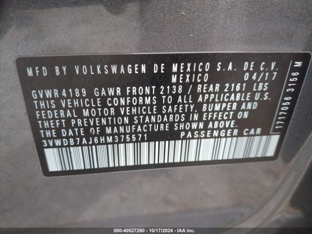 3VWDB7AJ6HM375571 Volkswagen Jetta 1.4t Se