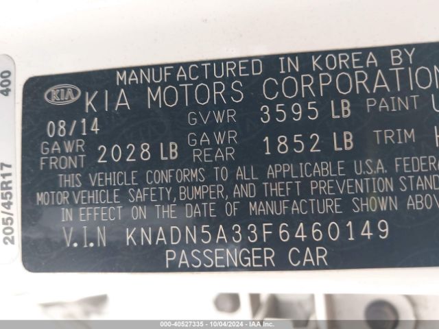 KNADN5A33F6460149 KIA Rio Sx