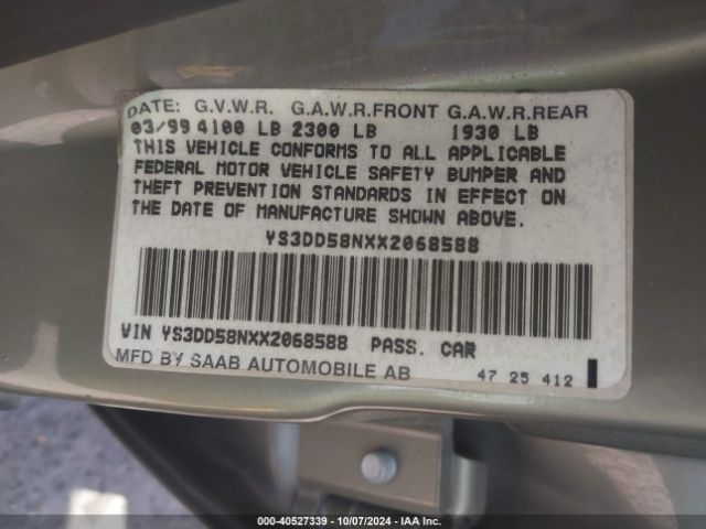 1999 SAAB 9-3 YS3DD58NXX2068588 Photo 8