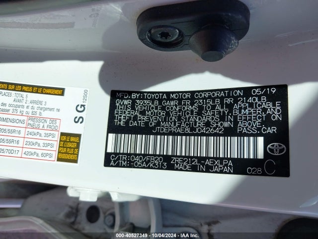 Toyota COROLLA LE 2020 JTDEPRAE8LJ042642 Image 9