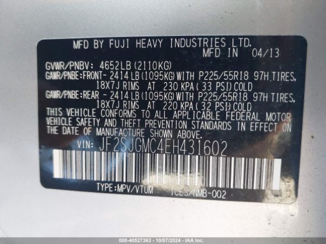 JF2SJGMC4EH431602 Subaru Forester 2.0xt Touring