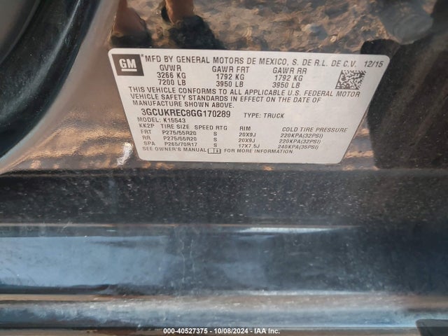 Chevrolet Silverado 1500 1lt 2016 3GCUKREC8GG170289 Image 9