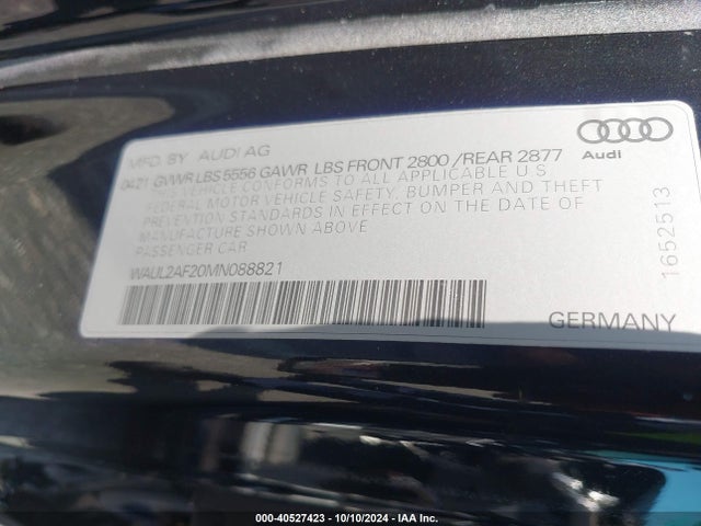 WAUL2AF20MN088821 Audi A6 Sedan Premium Plus 55 Tfsi Quattro S Tronic