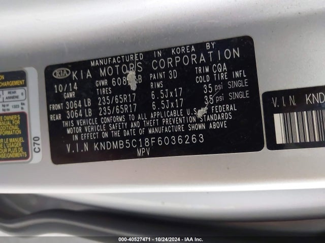 KIA SEDONA LX 2015 KNDMB5C18F6036263 Image 9