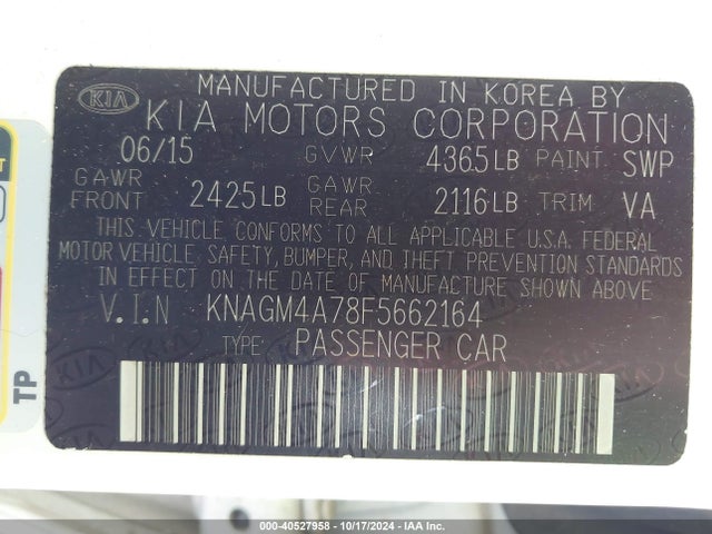 KIA Optima Lx 2015 KNAGM4A78F5662164 Image 9
