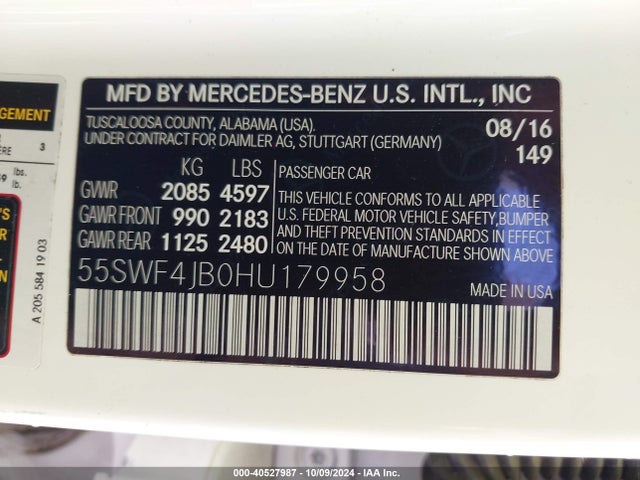 55SWF4JB0HU179958 Mercedes-Benz C 300 Luxury/sport