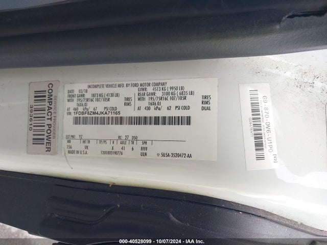 Ford Transit-350 Cab 2018 1FDBF8ZM4JKA71165 Image 4