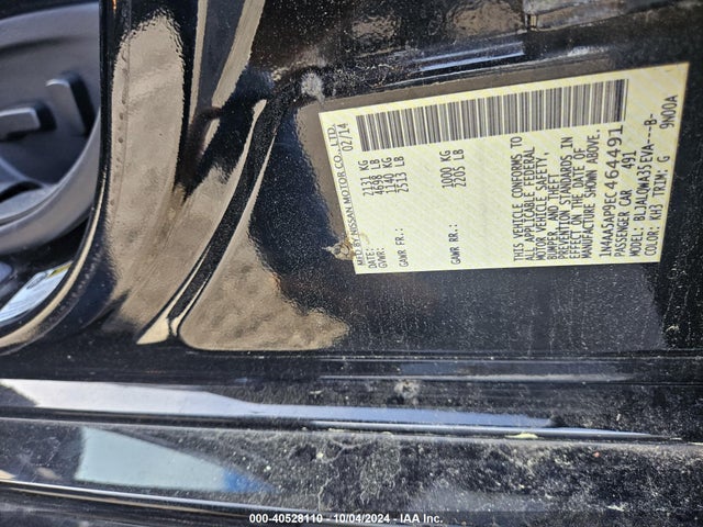 Nissan Maxima 2014 1N4AA5AP9EC464491 Image 9
