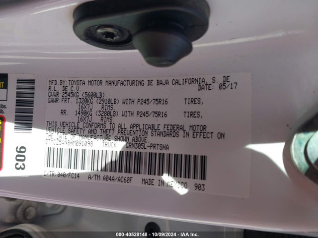 Toyota Tacoma Sr5 V6 2017 3TMCZ5AN8HM091098 Image 9