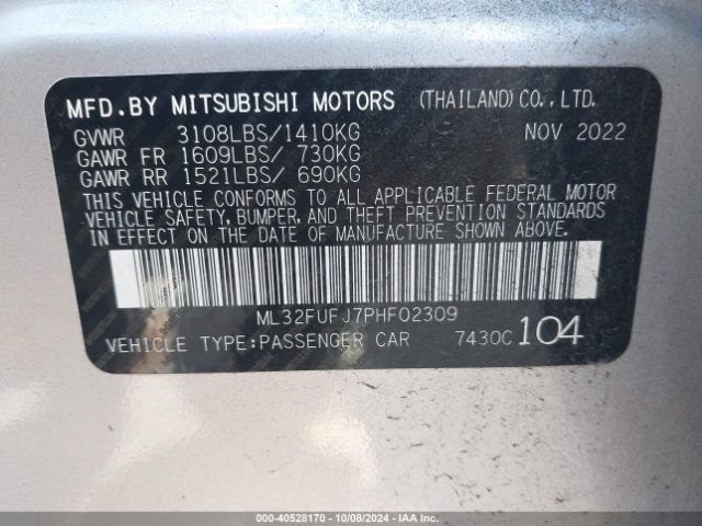 ML32FUFJ7PHF02309 Mitsubishi Mirage G4 Black Edition/es/le