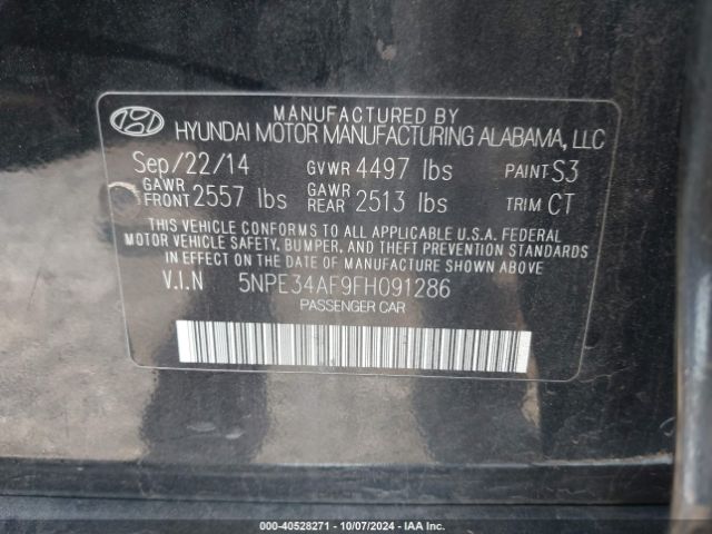 5NPE34AF9FH091286 Hyundai Sonata Limited