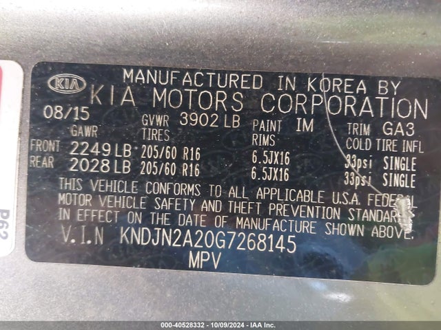 KIA Soul 2016 KNDJN2A20G7268145 Image 9