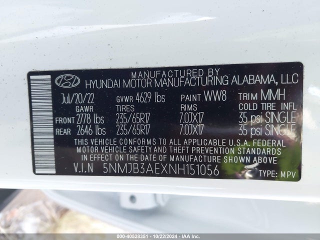 Hyundai TUCSON SEL 2022 5NMJB3AEXNH151056 Image 9