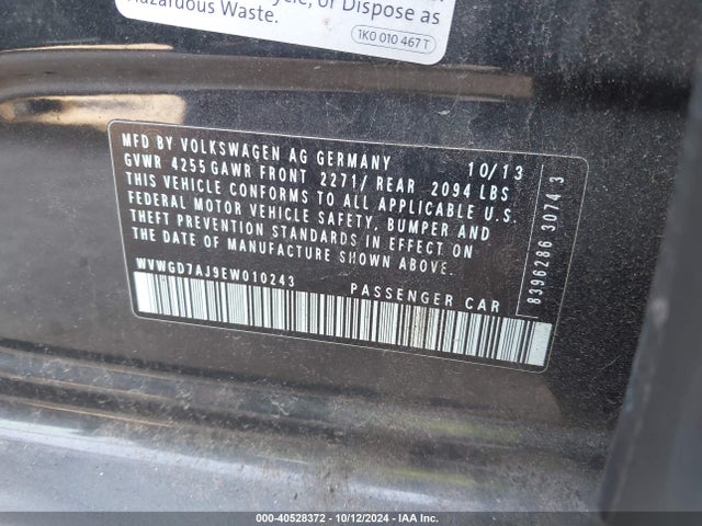 WVWGD7AJ9EW010243 Volkswagen Gti Driver's Edition