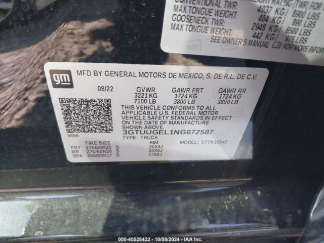 3GTUUGEL1NG672587 GMC Sierra 1500 4wd  Short Box Denali