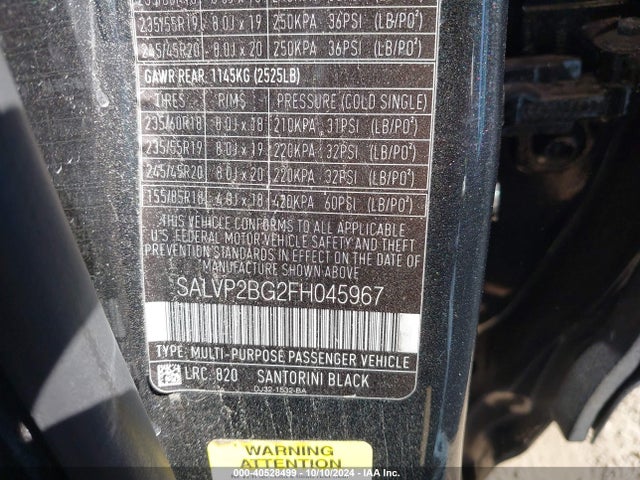 SALVP2BG2FH045967 Land Rover Range Rover Evoque Pure