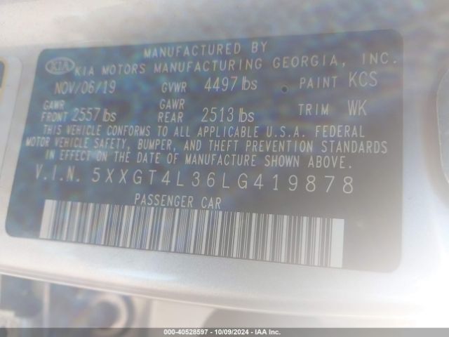 5XXGT4L36LG419878 KIA Optima Lx
