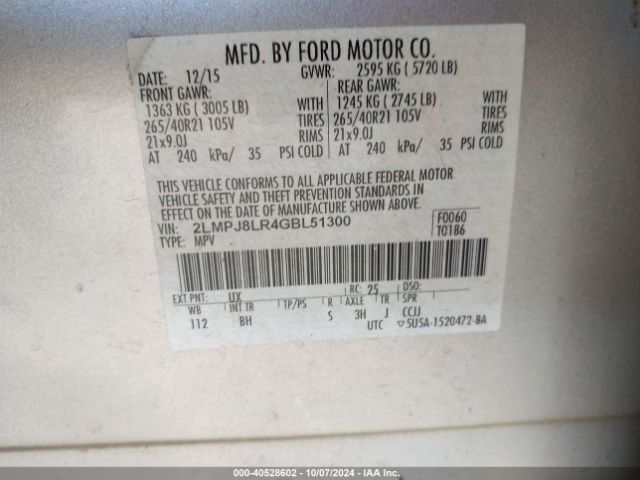 2LMPJ8LR4GBL51300 Lincoln Mkx Reserve