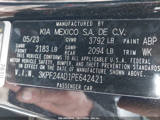 3KPF24AD1PE642421 KIA Forte Lxs