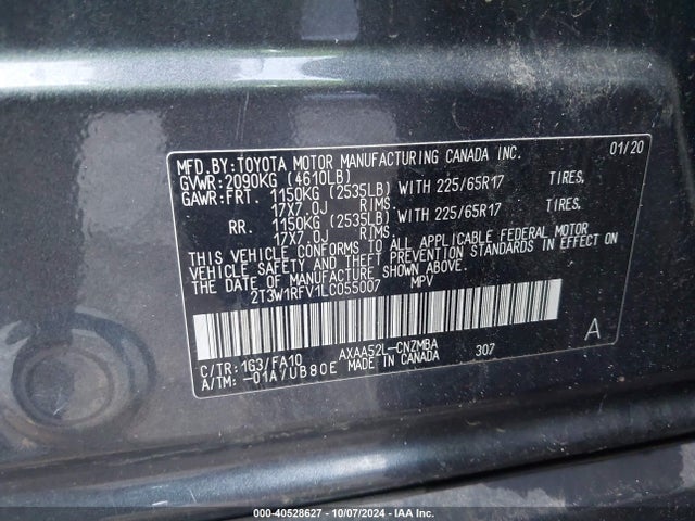 2T3W1RFV1LC055007 Toyota Rav4 Xle