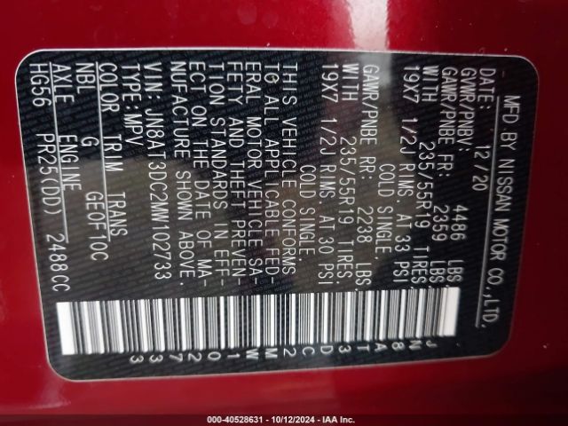 JN8AT3DC2MW102733 Nissan Rogue Platinum Fwd