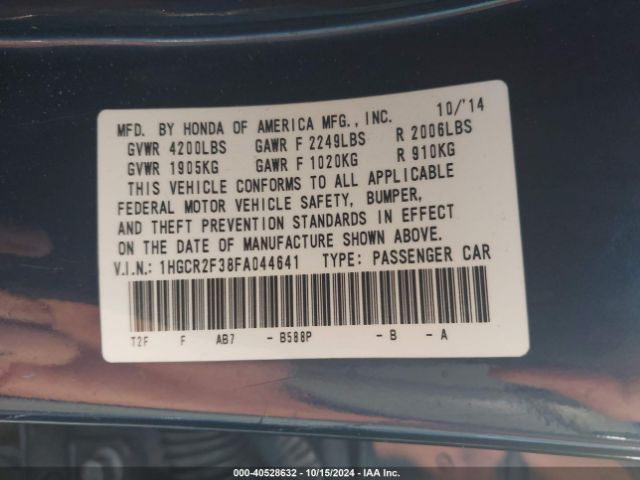 1HGCR2F38FA044641 Honda ACCORD LX