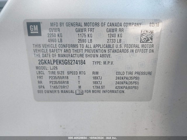 GMC Terrain Slt 2016 2GKALPEK5G6274184 Image 9