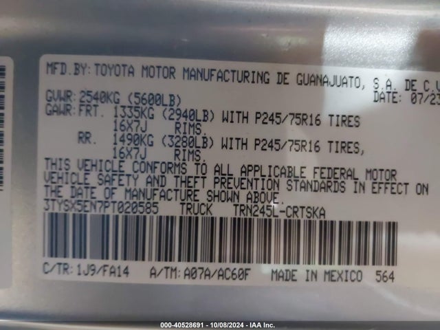 Toyota Tacoma Sr 2023 3TYSX5EN7PT020585 Image 9