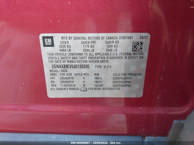 Chevrolet Equinox Premier 2018 2GNAXMEV9J6128295 Image 9