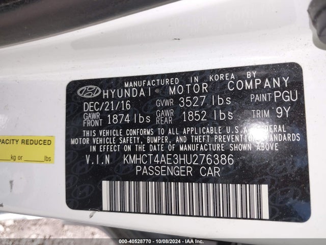 Hyundai ACCENT SE 2017 KMHCT4AE3HU276386 Image 9