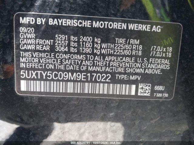 5UXTY5C09M9E17022 BMW X3 Xdrive30i