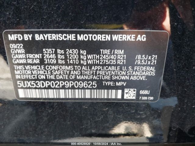 5UX53DP02P9P09625 BMW X3 Xdrive30i