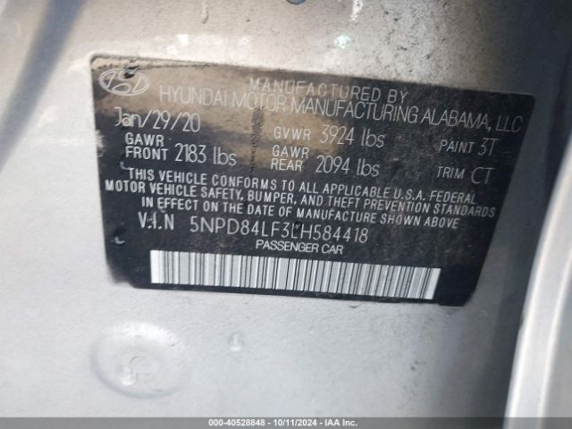 2020 HYUNDAI ELANTRA 5NPD84LF3LH584418 Photo 8