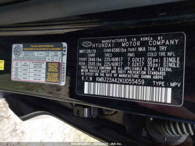 KM8J23A42KU055459 Hyundai TUCSON SE